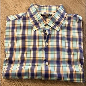 Peter Millar Short Sleeve Plaid Sport Shirt